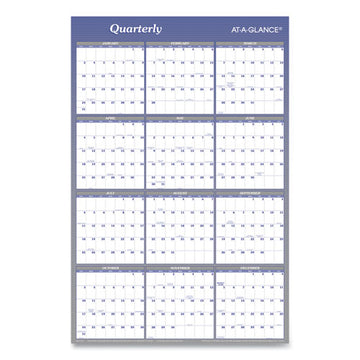 AT-A-GLANCE® Vertical-horizontal Erasable Quarterly-monthly Wall Planner, 24 X 36, White-blue Sheets, 12-month (jan To Dec): 2022 freeshipping - TVN Wholesale